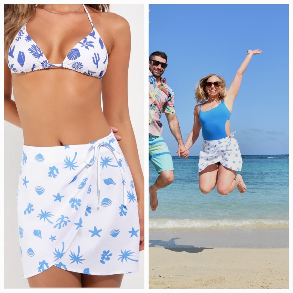 Blue Swim with Wrap Skirt